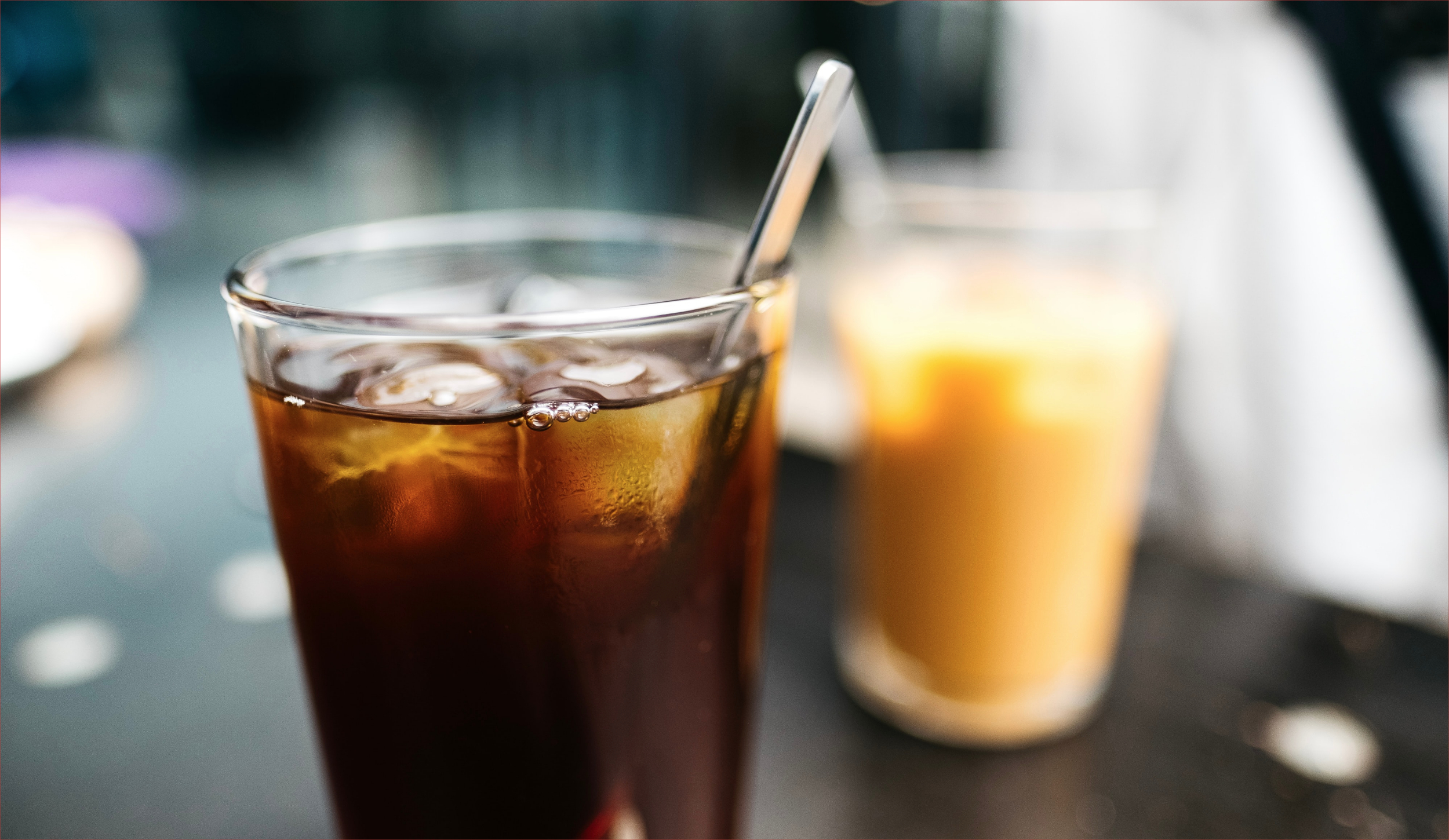 Iced drinks on a table